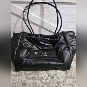 Kate Spade Black Sam Icon Label Large Everything Puffy Tote